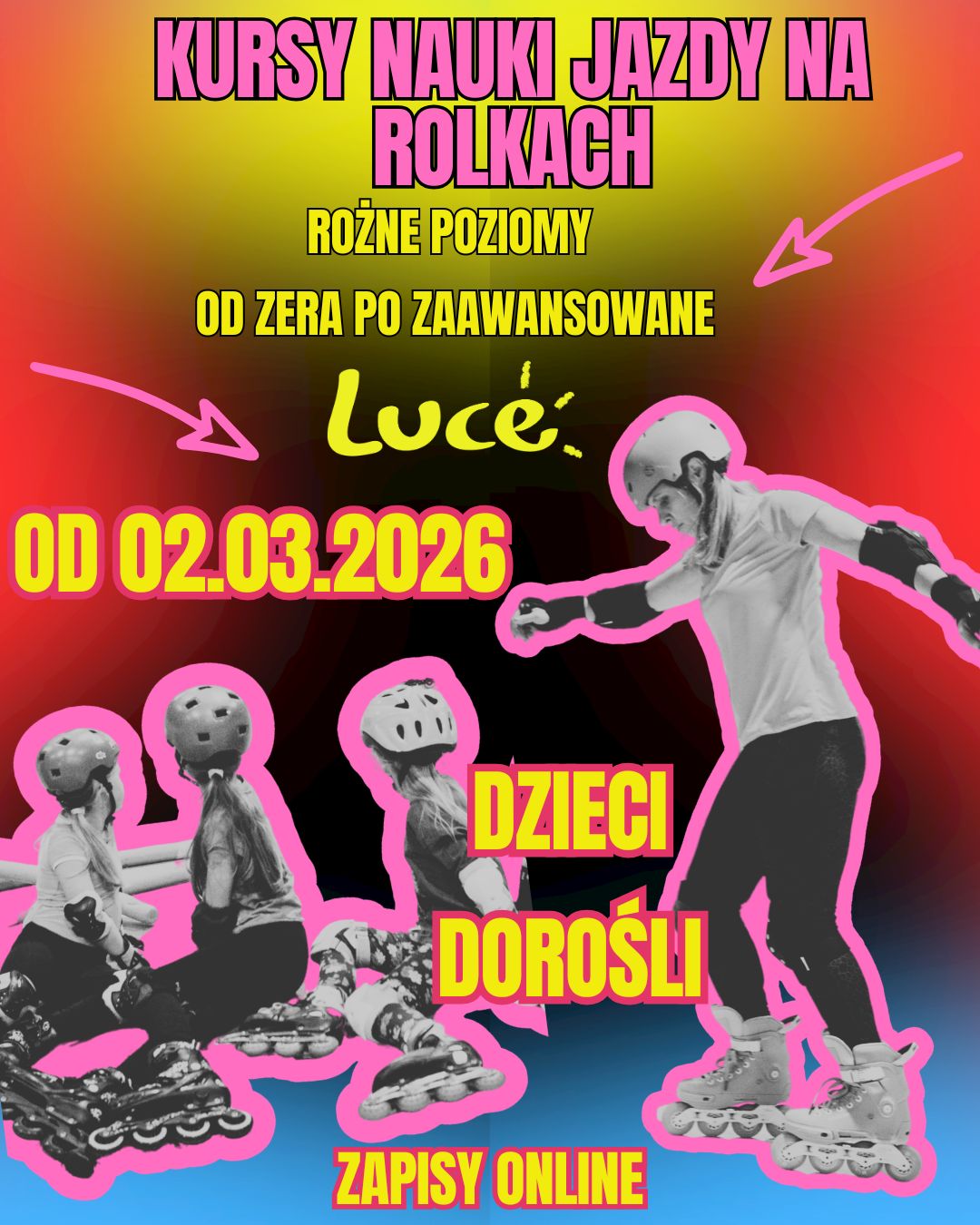 Zajęcia Rolkowe dla dzieci i dorosłych 02.03 - 27.03.2026 Bielsko-Biała
